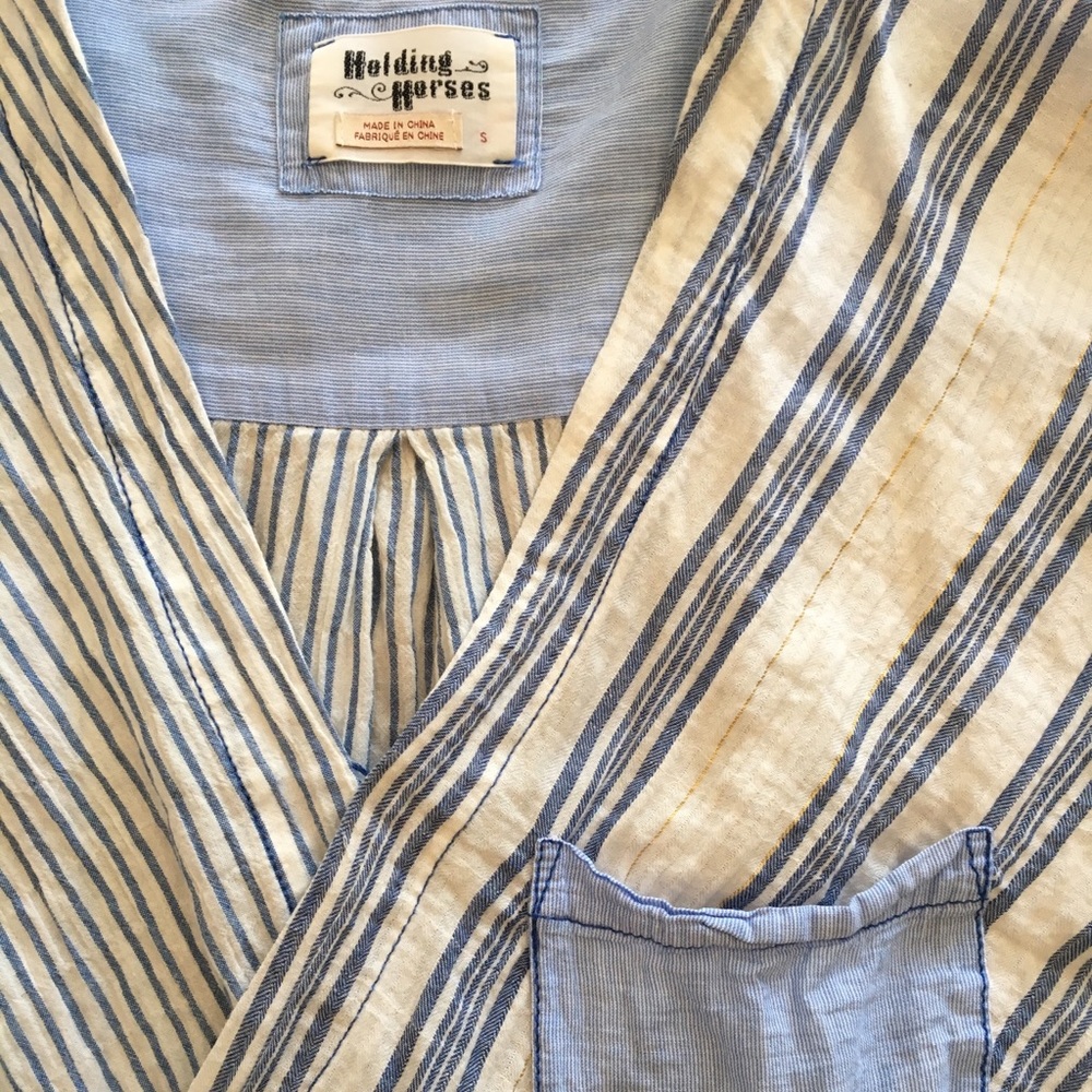 HP ๐ Anthropologie Holding Horses Blue Stripe Top - Picture 5 of 5